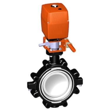 電動塑料閥門 +GF+電動蝶閥 141型凸耳式蝶閥，100-230V